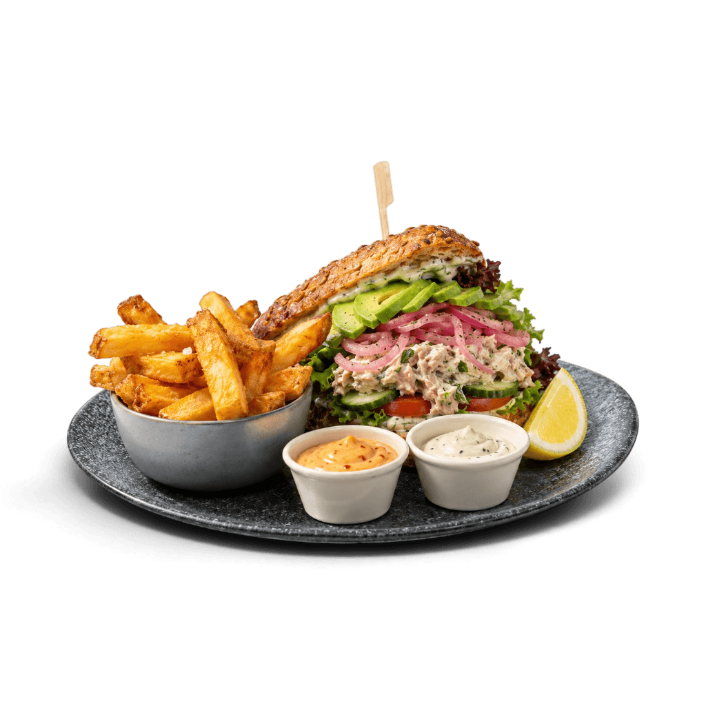 Tunmousse Sandwich m. Frites & Mayo