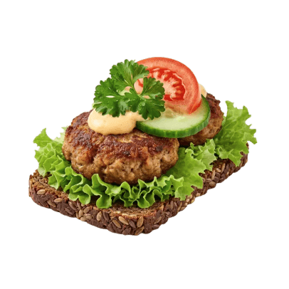 Smørrebrød m. Frikadelle Halal