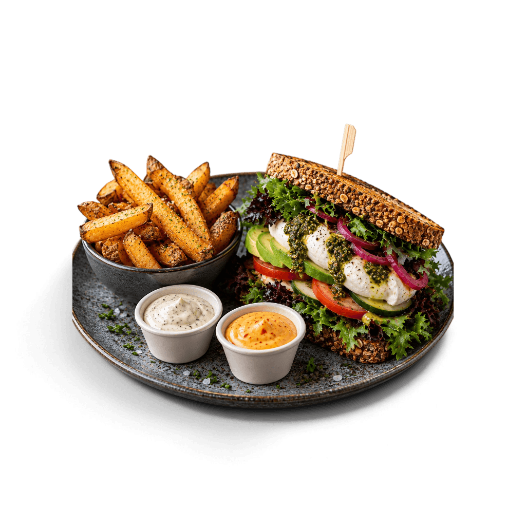 Vegetar Sandwich m. Frites og Mayo