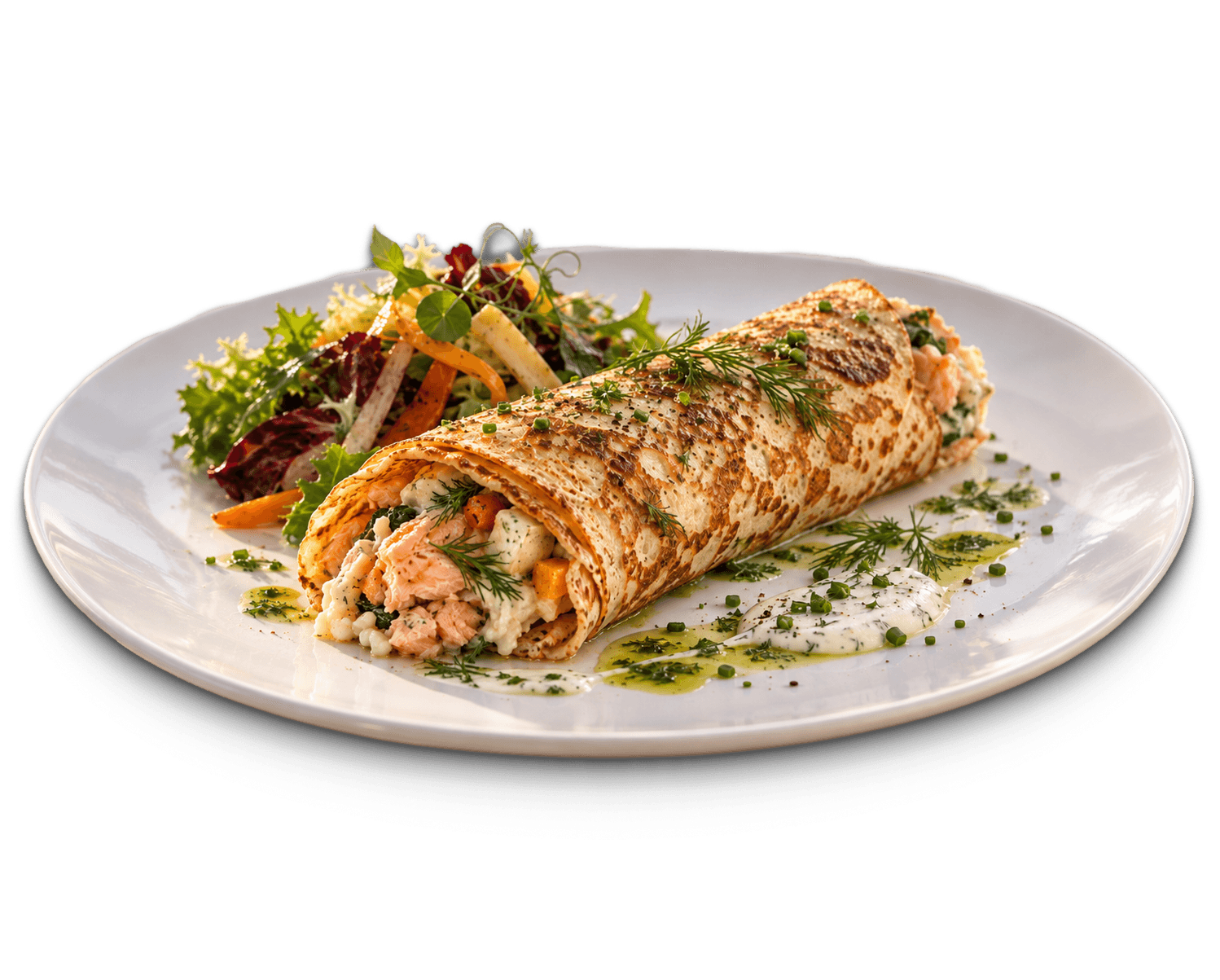 Crepes Aux Saumon (varmt anrettet)