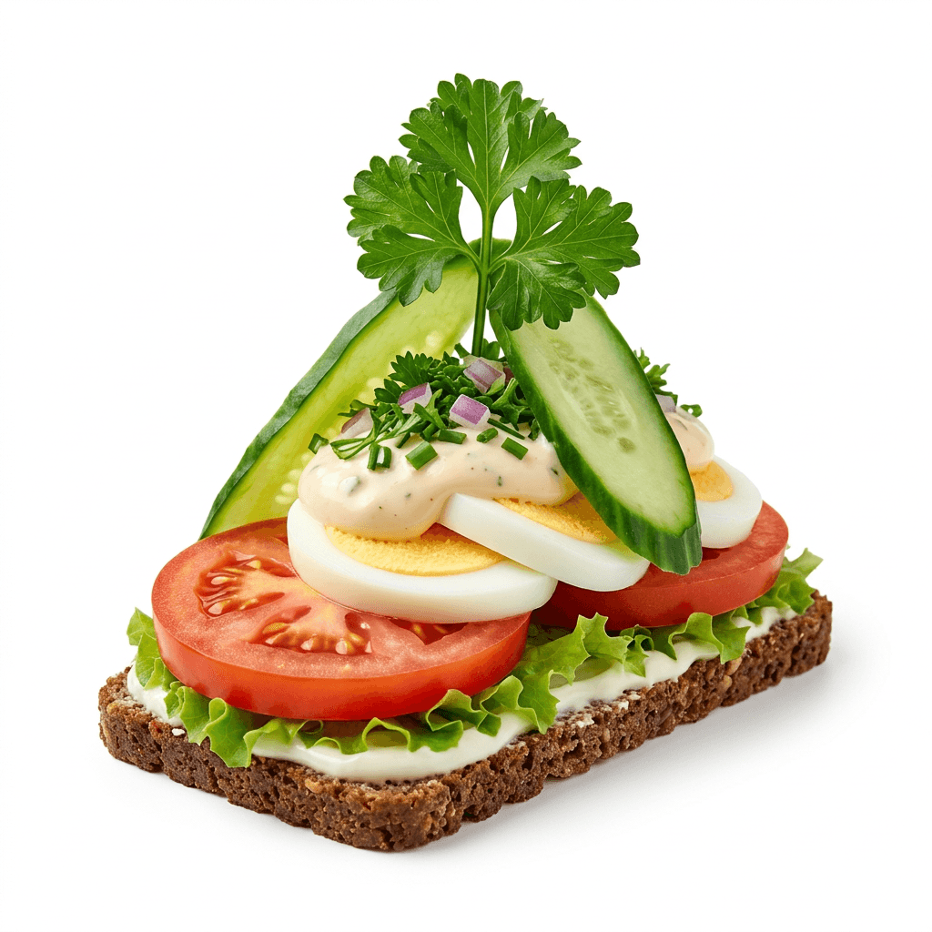 Smørrebrød m. Æg og rejer